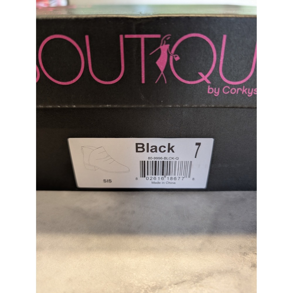 Boutique by Corkys Sis Ankle Boots Women 7 Black New Mixed Media Back Zip Bootie - Picture 2 of 6